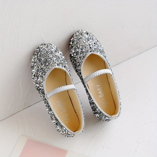 Glittering Shiny Sequin Flat Shoes for Girls - Lightweight & Non-slip, Perfect for Party Performances and All Seasons, Trendy & Comfortable Dress Shoes for Daily Glamour