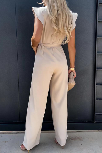 Casual Solid Flounce O Neck Straight Jumpsuits(3 colors)