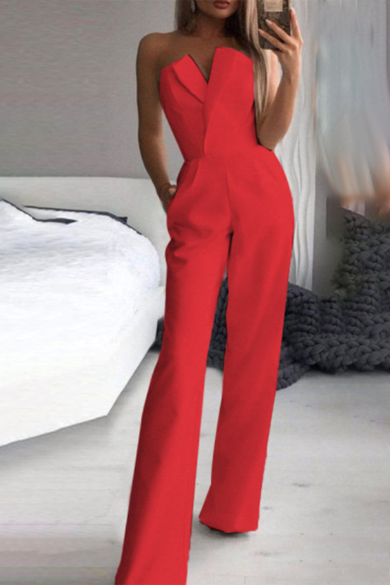 Casual Solid Color Regular Jumpsuits(3 Colors)