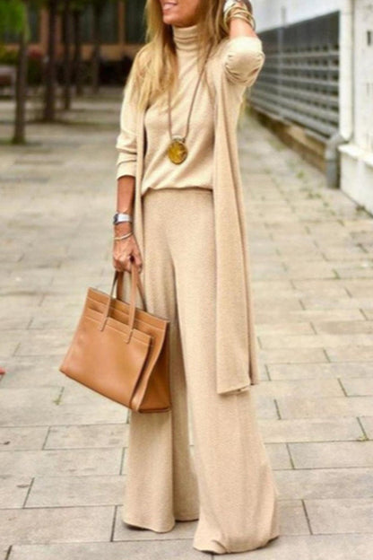 Casual Solid Solid Color Turtleneck Long Sleeve Two Pieces