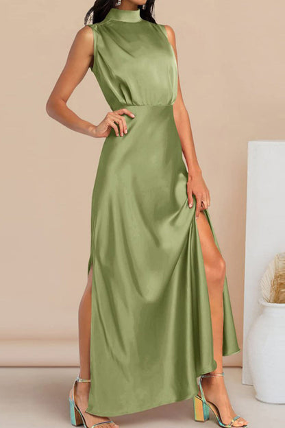 Celebrities Elegant Solid Halter A Line Dresses(5 Colors)