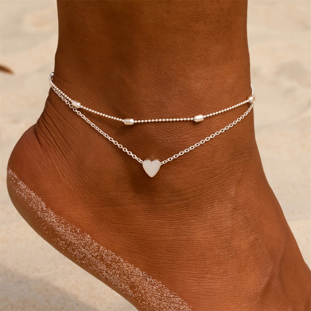 2pcs Delicate Stackable Anklet Set - Adjustable Foot Jewelry for Summer Beach Style - Fashionable Foot Accent Accessories