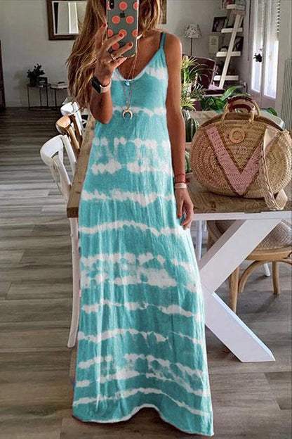 V Neck Spaghetti Strap Casual Maxi Dress(3 colors)