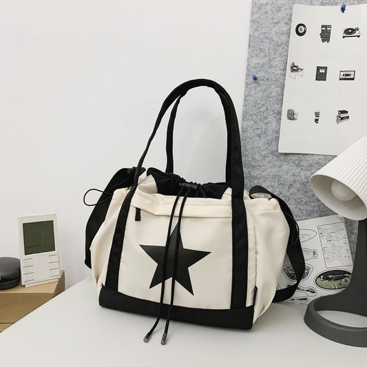 Trendy Star Print Large Capacity Bag: Chic Drawstring Crossbody & Shoulder Messenger for Daily Elegance