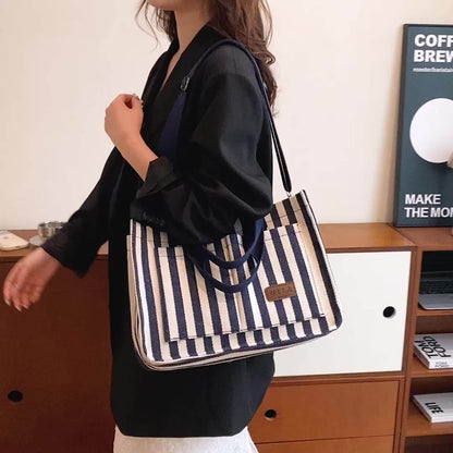 [Fast Arrival] Multi-Pocket Canvas Tote Bag for Women - Casual Hobo Crossbody Messenger Shoulder Bag for School, Work, Travel, and Shopping