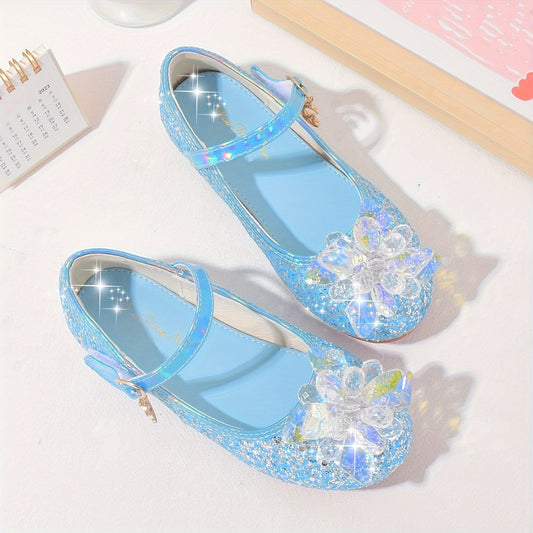 Trendy Elegant Shiny Sequin Mary Jane Shoes For Girls, Lightweight Non-slip Dress Shoes For Spring Summer Autumn