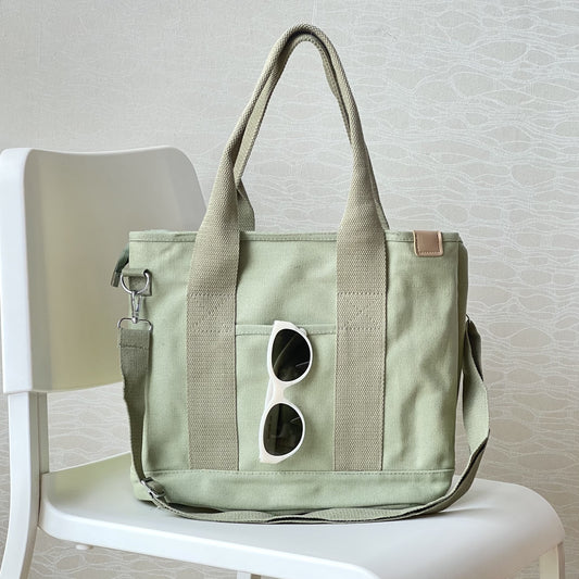 Stylish And Versatile Tote Bag - Ultra-Portable Design With Multiple Pockets. Casual Fabric Handbag For Easy Carrying, Featuring Convenient Compartments For Essentials. Ideal For Daily Errands And Outdoor Adventures