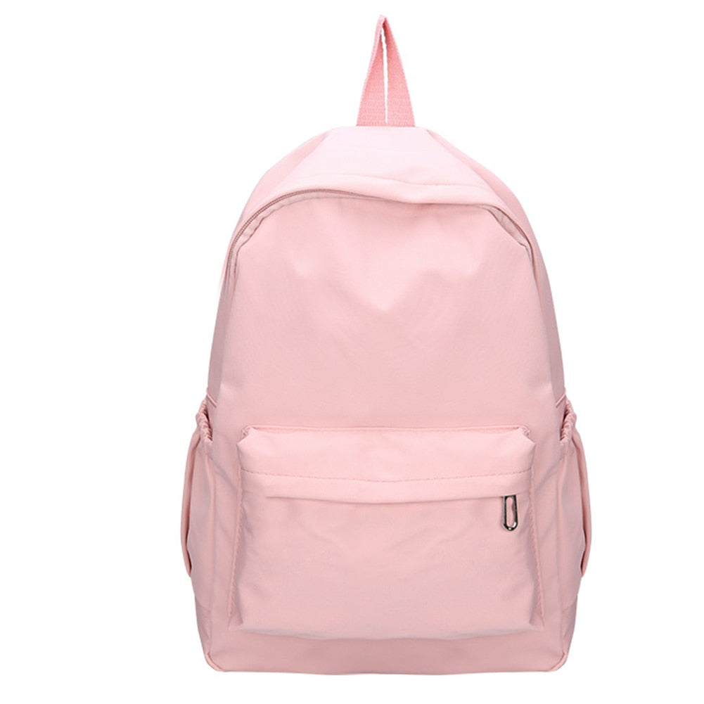 OAQQA Fashion Women Solid Color Nylon Backpack Preppy Style Students School Bags Large Capacity Handbags Rucksack for Teenager Girls