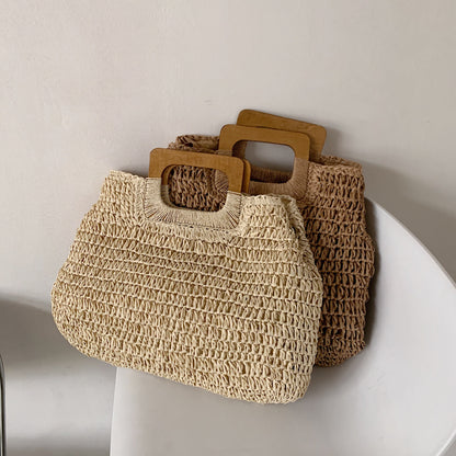 OAQQA Summer Sac de plage Beach Capacity Vintage Bohemian Straw Bag  Women Handbag Rattan Handmade Kintted Travel Bags Bolsas Mujer