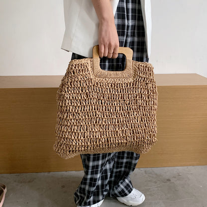 OAQQA Summer Sac de plage Beach Capacity Vintage Bohemian Straw Bag  Women Handbag Rattan Handmade Kintted Travel Bags Bolsas Mujer