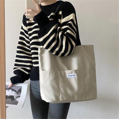 OAQQA Women Tote Bag Aesthetic Solid Color Students Casual Handbag Shoulder Bag Large Capacity Oxford Reusable Shopping Beach Bag