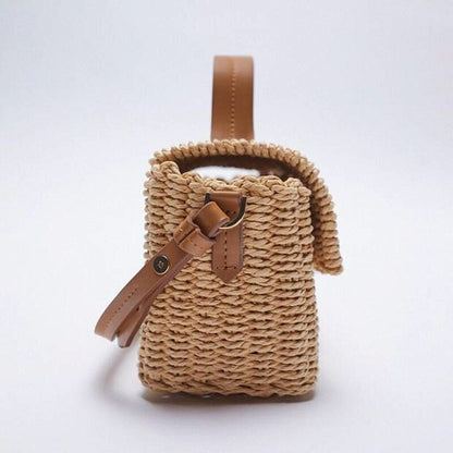 OAQQA Luxury Brand Straw Woven Bag ZA New Female Bag Small and Cute Beach Seaside Single-shoulder Messenger Bag Woven Bag Fashion