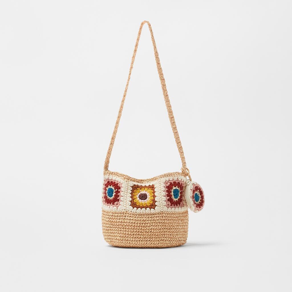 OAQQA Summer Crochet Straw Bag Cute Flower Pattern Crossbody Bag Woven Beach Bucket Female Girl Coin Purse Holiday  New Arrivals