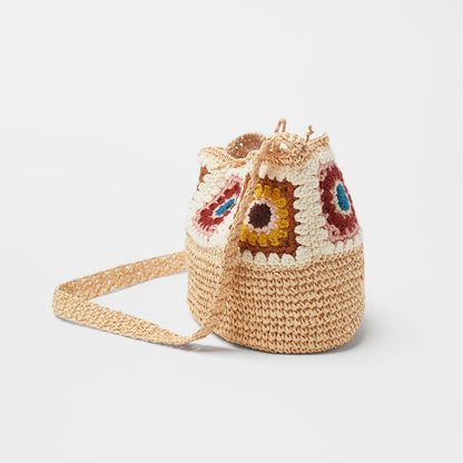 OAQQA Summer Crochet Straw Bag Cute Flower Pattern Crossbody Bag Woven Beach Bucket Female Girl Coin Purse Holiday  New Arrivals