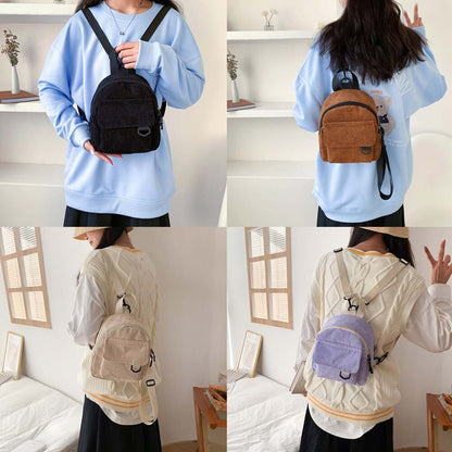 OAQQA Women Vintage PU Leather Small Backpack New Fashion Lychee Pattern Mini School Bags Female Solid Color Shoulder Bags Rucksack