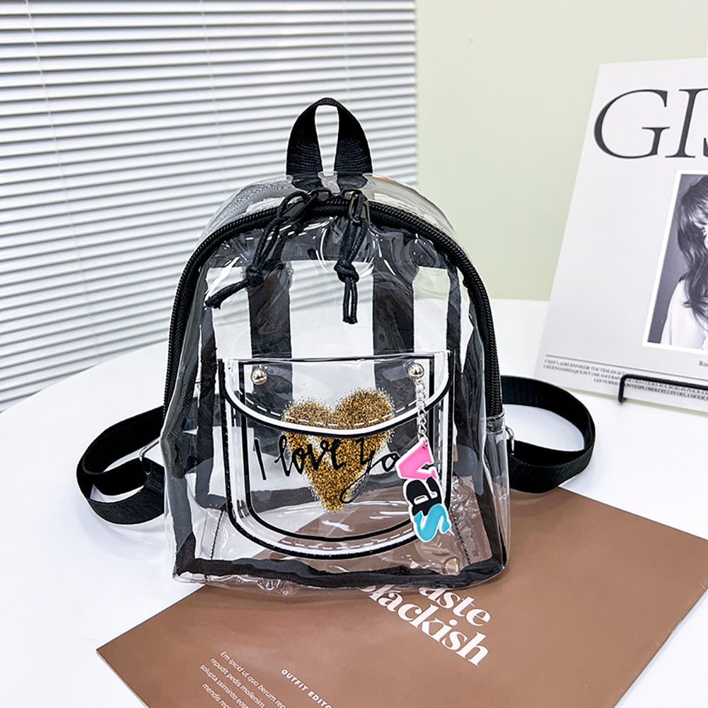 OAQQA New Fashion Mini Women Backpack Transparent PVC Cute Kids Girls School Bags Student Small Bookbags Casual Female Travel Bagpack