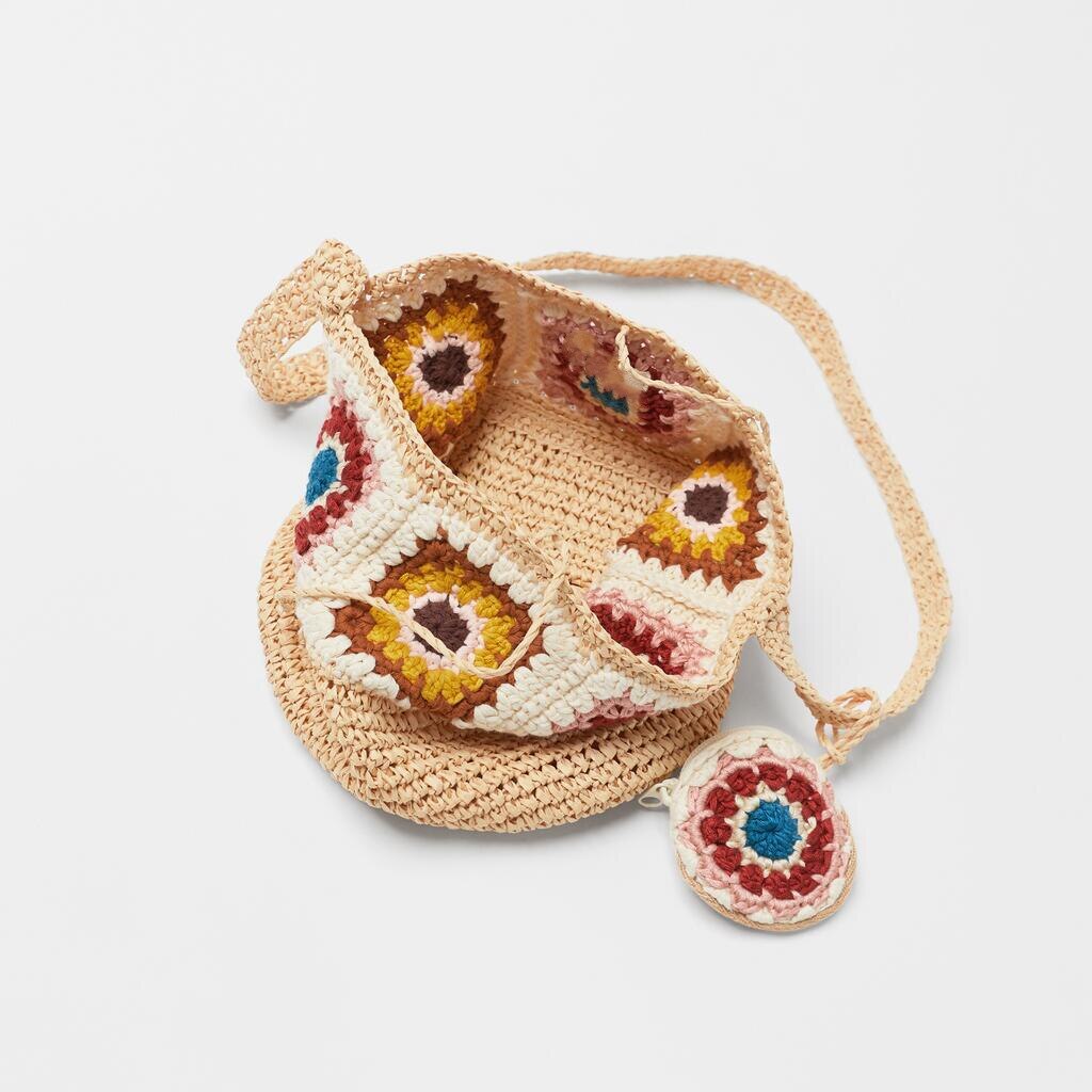 OAQQA Summer Crochet Straw Bag Cute Flower Pattern Crossbody Bag Woven Beach Bucket Female Girl Coin Purse Holiday  New Arrivals