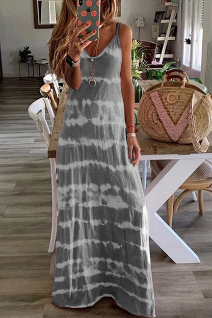 V Neck Spaghetti Strap Casual Maxi Dress(3 colors)