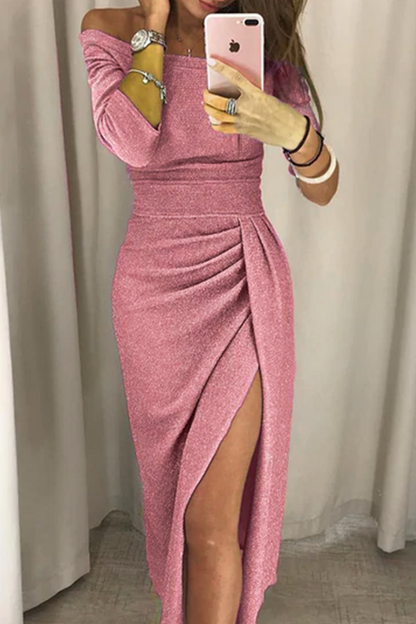 Wrap Hip Slit Collar Maxi Dresses(5 Colors)