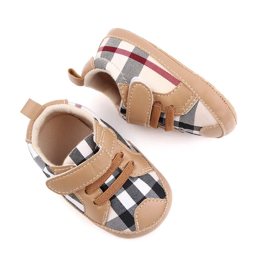 0-1 Year Old Fashion Baby Shoes Plaid Baby Shoes Comfortable Soft-soled Baby Toddler Shoes Spring and Autumn